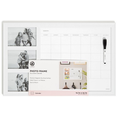 U Brands 15x23 Photo Frame Dry Erase Monthly Calendar with Marker