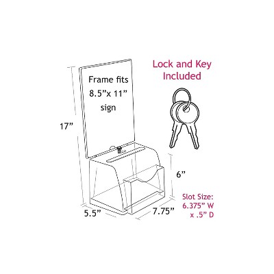 Clear Acrylic Medium Suggestion Box with Lock and Sign Holder