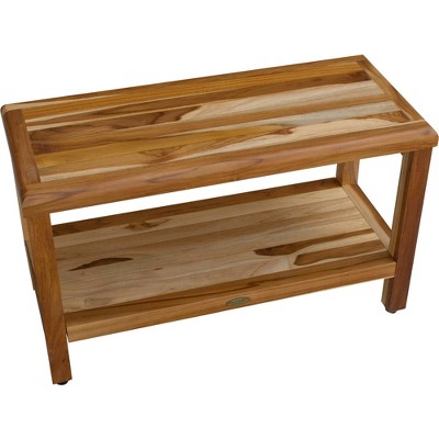 Eleganto 30" Natural Teak Shower Bench with Shelf