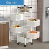 5-Tier Rotating Storage Shelf, Square Metal Kitchen Organizer with Wheels for Fruits Vegetables - 4 of 4