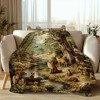 Lomsoe Vintage Woodland Harmony Scene Flannel Blanket - All Seasons Soft and Warm Throw Blanket for Napping, Camping, Travel, Office, Home Decor - 2 of 4
