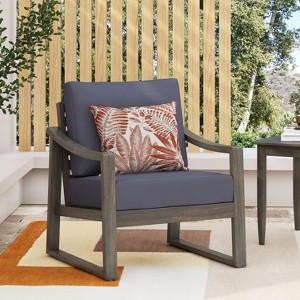 Christopher Knight Home Samwell Outdoor Acacia Wood Club Chair with Cushion - 1 of 4