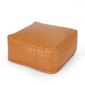Baddow Contemporary Faux Leather Channel Stitch Rectangular Pouf - Christopher Knight Home - 1 of 4