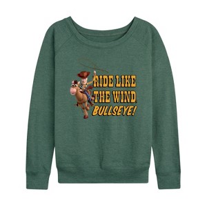 Women's - Disney - Ride Like The Wind Lightweight French Terry Wide Neck Long Sleeve Shirt - 1 of 4