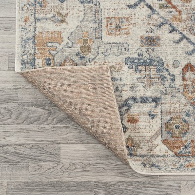 Cream and Terra Synthetic Medallion Washable Area Rug