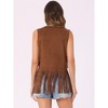 INSPIRE CHIC Women's 70s Western Open Front Faux Suede Fringe Vest - 4 of 4