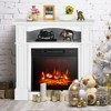 Tangkula 32" Electric Fireplace with Mantel 1400W Freestanding Heater with Remote Control & Thermostat White/Brown - 3 of 4