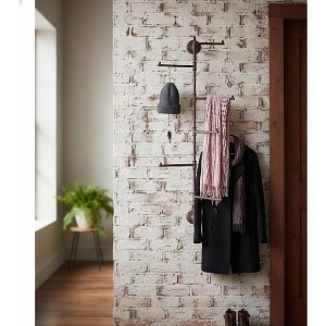 35.6 Inch Set of 2 Wall Swivel Coat Racks – Rustic Brown Metal by Kalalou - 1 of 3
