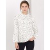 Allegra K Women's Vintage Ruffle Stand Collar Long Sleeves Polka Dots Blouse - 3 of 4