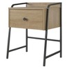 Gulches Bushwick 1-Drawer Nightstand, Brown Particle Board+MDF Bedside Table with Metal Frame, Rustic Industrial Style - 2 of 4