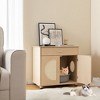 Tangkula Cat Litter Box Enclosure w/ Sisal Scratching Doors Storage Adjustable Metal Feet - 2 of 4