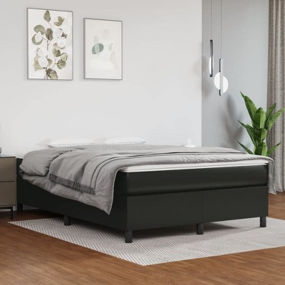 vidaXL Queen Size Box Spring Bed Frame - Faux Leather Upholstery, Plywood and Engineered Wood