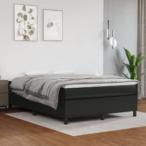 vidaXL Queen Size Box Spring Bed Frame - Faux Leather Upholstery, Plywood and Engineered Wood - 1 of 4