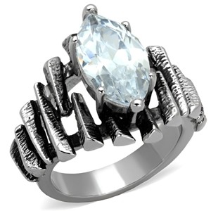 Slickblue Women’s Polished Stainless Steel Solitaire Ring with Large Marquise Clear CZ, No Plating, size 5–10 - 1 of 4