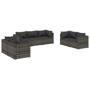 vidaXL Garden Lounge Set Grey PE rattan, powder-coated steel, plastic - 1 of 4