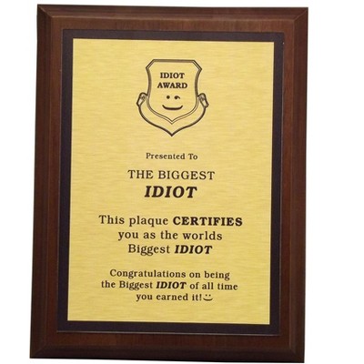 LEMONSODA World's Greatest Plaque (Biggest Idiot) - Gold