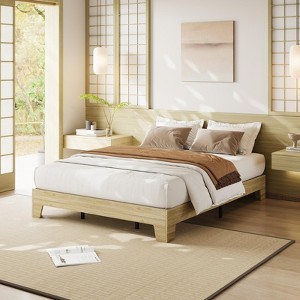Wood Slat Support, No Box Spring Needed, Noise-Free Design, Minimalist Bedroom Furniture - 1 of 4