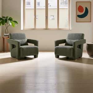 30.3" Polyester Right-Angle Armrest Accent Chairs Set of 2 - 1 of 4