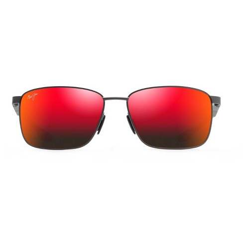 Maui Jim Kaala Rectangular Sunglasses - Red lenses with Grey frame