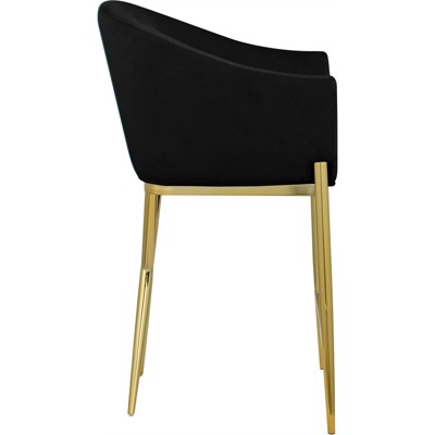 Velvet-Clad Black Counter Stool with Gold Metal Frame, 38" Height