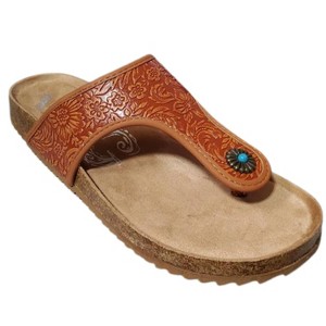 Very G Womens Danni 2 Floral Detail Fashion Flip Flop Sandal, Rust - 1 of 4
