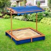 Teamson Kids Outdoor 46" x 46" Spruce Sand Box with Adjustable Canopy, Blue/Wood - 3 of 4