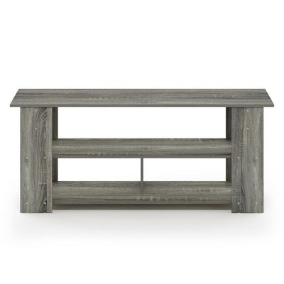 French Oak Grey and Black 50-Inch TV Stand with Open Shelves