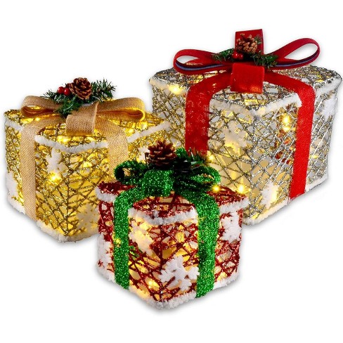 3 In 1 Lighted Gift Boxes For Christmas Decoration, 3 Pack : Target