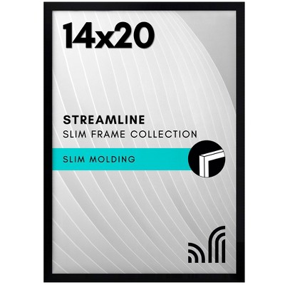 Americanflat 14x20 Picture Frame with Polished Plexiglass - Streamline Collection - Thin Border Picture Frame for Wall Display - Black