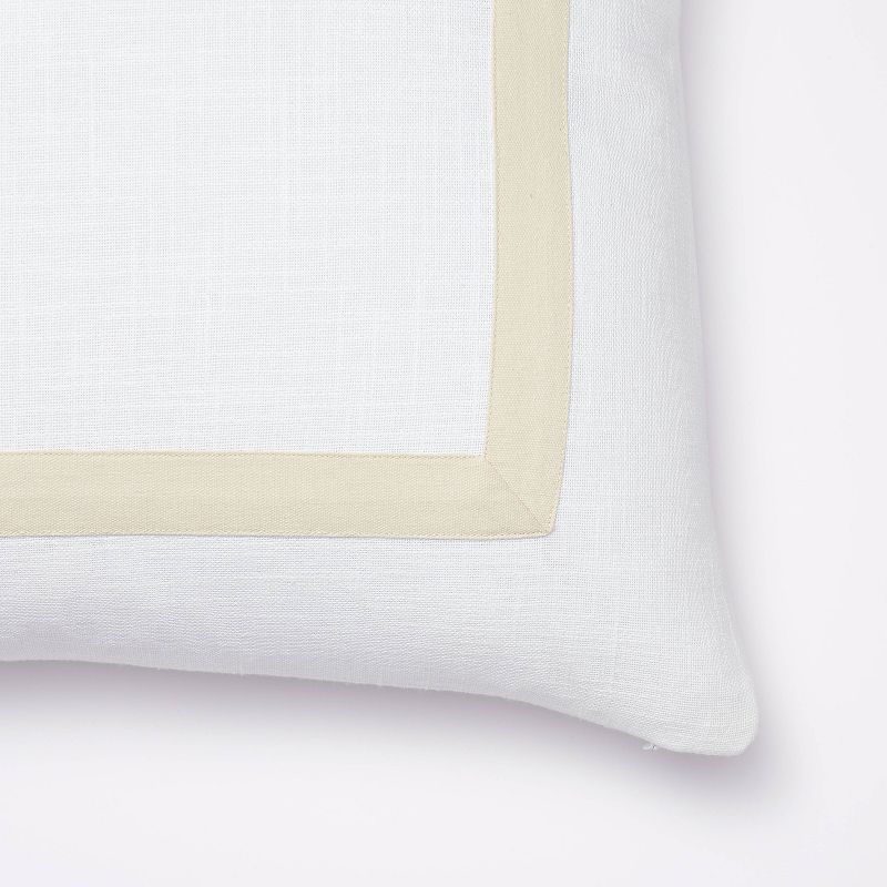 Euro Cotton Slub Border Applique Decorative Throw Pillow White/Camel - Threshold&#8482; designed with Studio McGee, 4 of 10