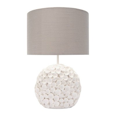 Resin Table Lamp with Linen Shade and Distressed Finish - 3R Studios