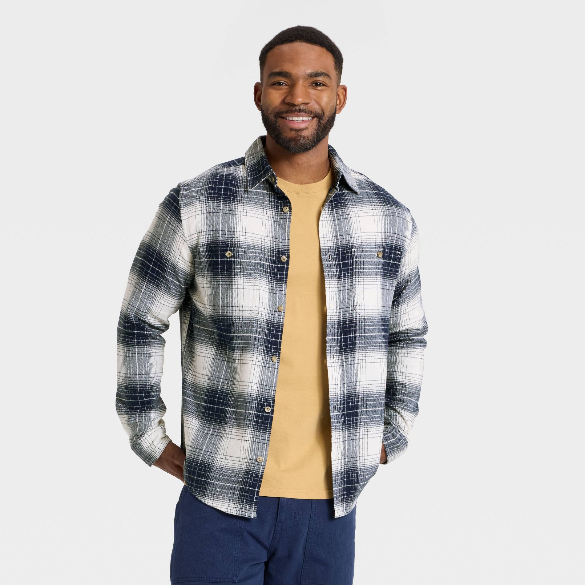 Men's Vintage Mid-Weight Long Sleeve Flannel Shirt - Goodfellow & Co™