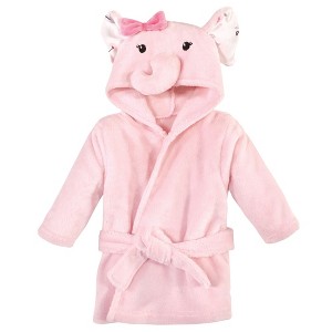 Hudson Baby Infant Girl Plush Animal Bathrobe, Pink Floral Elephant, 0-9 Months - 1 of 1