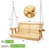 Wooden Porch Swing with Hanging Chains - 2-Seater Outdoor Swing Bench with Cup Holders, Ergonomic Patio Swing Chair - 3 of 4