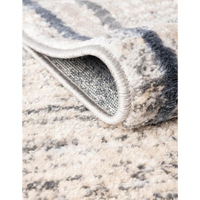Soothing Gray Abstract Octagon Rug with Easy-Care Synthetic Fibers