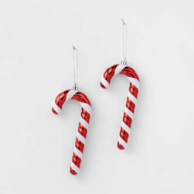 2ct Candy Cane Christmas Ornament Set Red/White - Wondershop™