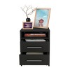 GlasFlength Nightstands Modern Two Drawer Bedside Table with Metal Handles Simple Design for Bedroom Storage, Black, 15.7"*14.7"*19.9" - 3 of 4