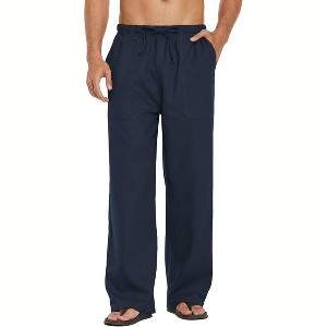 COOFANDY Mens Casual Linen Pants Elastic Waist Linen Pants Drawstring Summer Beach Yoga Linen Trouser - 1 of 4