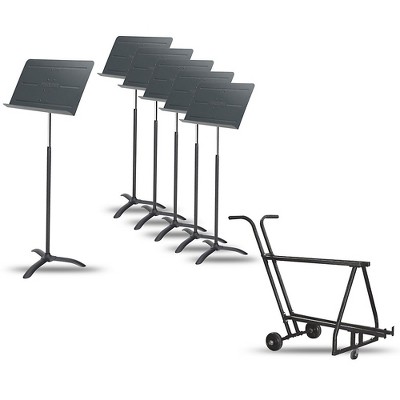 Proline 6-Pack Professional Orchestral Music Stand With Manhasset Music Stand Short Storage Cart (Holds 12-13)