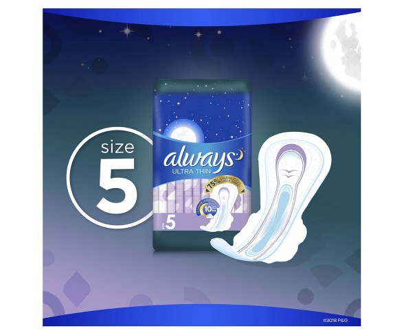 Always Ultra Thin Extra Heavy Overnight Pads - Size 5 - 46ct