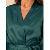 cheibear Women's Satin One Piece Pajama Silky 3/4 Sleeves Tie Waist Loungewear Robes - 4 of 4