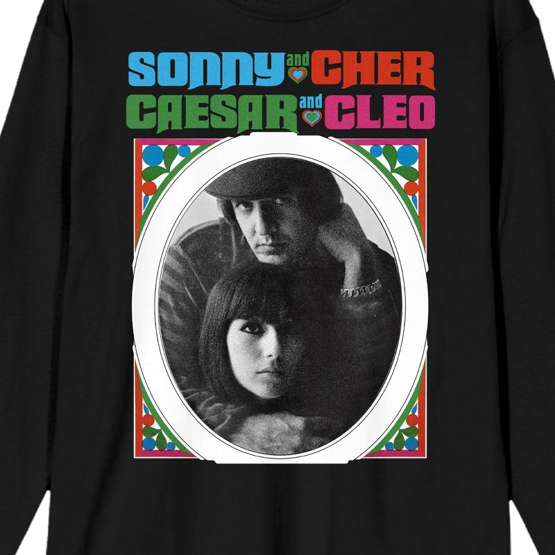 Sonny & Cher B&W Framed Image Men's Black Long Sleeve Tee, 1 of 2