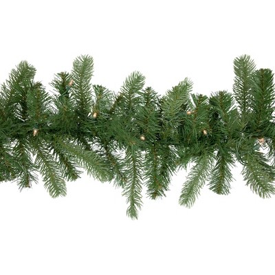 Lifelike Noble Fir Pre-Lit Outdoor Christmas Garland - 9' with Clear Lights
