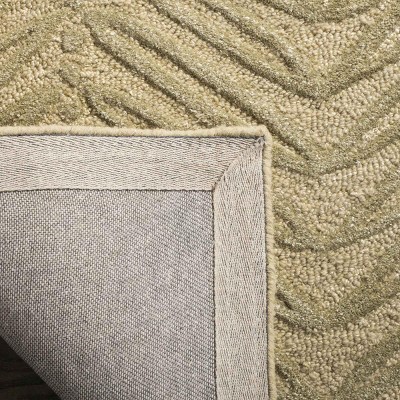 Hand-Tufted Oolong Tea Green Wool Rectangular Rug