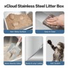 LunaLulinlk Stainless steel cat litter box with lid, suitable for large cats, with litter mat and litter scoop - 2 of 4
