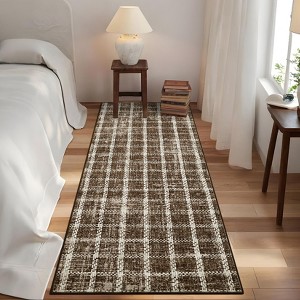 Machine Washable Modern Plaid Area Rug Soft Non Slip Rug Indoor Accent Decorative Printed Rug Low Pile Foldable Carpet for Living Room Bedroom - 1 of 4