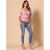 Allegra K Women's Short Sleeve Tie Back Ruched Casual Satin V Neck Blouse - 4 of 4