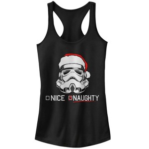 Juniors Womens Star Wars Christmas Stormtrooper Naughty List Racerback Tank Top - 1 of 4