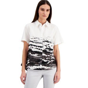 Alfani Womens Abstract Button Up Shirt - 1 of 1