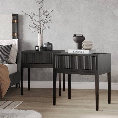Nathan James Set of 2 Jasper Wood Fluted Nightstand